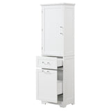 ZUN Tall Bathroom Storage Cabinet, Freestanding Storage Cabinet with Two Different Size Drawers and WF312730AAK