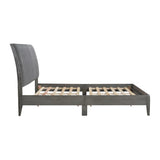 Modern Eastern King Platform Bed 1pc Velvet Upholstered Headboard Gray Finish Solid Wood Legs B011P231741