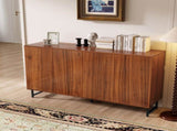 Mid-Century Modern Walnut Sideboard Buffet Cabinet, 59*16*33 inches Geometric Carved Storage Cabinet W3867P373415