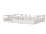 Queen Montessori Floor Bed with Safety Guardrails, Low Profile Wood Platform Bed Frame for Kids & W1858P475434