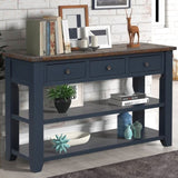 48'' Solid Pine Wood Top Console Table, Modern Entryway Sofa Side Table with 3 Storage Drawers and 2 W120246667