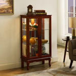 ZUN Curio Cabinet Lighted Curio Diapaly Cabinet with Adjustable Shelves and Mirrored Back Panel, W169392181