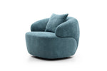 ZUN 360&deg; Swivel Mid Century Modern Curved Sofa, 1-Seat Cloud couch Boucle sofa Fabric Couch, Blue W876P199950