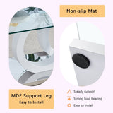 Contemporary Style Glass-Top MDF Coffee Table with White Base - Suitable for Living Rooms and Lounge W3226P279047