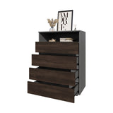 Tokio 4 Drawer Dresser with Open Shelf, Stained Walnut B128P343765