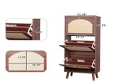 Rattan-covered 3-drawer shoe cabinet, particleboard, 54*24*135 cm, brown 32169845