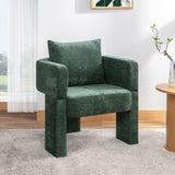 Modern 3-Leg Chenille Accent Chair with Ergonomic Arms & Removable Pillow, Plush Small Space W1716P280600