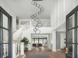 20 Ring High Ceiling Chandelier Foyer, Black Modern LED Large Staircase Long Chandeliers Light 69883940