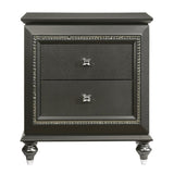 Metallic Grey Nightstand with 2 Drawers B062P181327