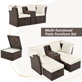 ZUN 2-Seater Outdoor Patio Daybed Outdoor Double Daybed Outdoor Loveseat Sofa Set with Foldable Awning 97443027