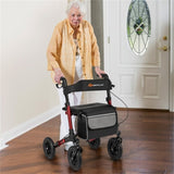 308lbs Foldable Rolling Walker 9" All-Terrain Tires, 7-Level Height , Wide Seat, 36704392