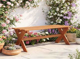 36" Teak Oil Hardwood Backless Garden Bench, 660 LBS Load Capacity 2-Person Outdoor Bench 97856472