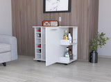 Woodland Bar Cart with Casters, Wine Rack and Open Shelf White B062111726