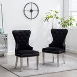 ZUN Montura Contemporary Tufted Velvet Chair with Nailhead Trim, Set of 2, Black T2574P164573