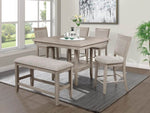 ZUN 1pc Contemporary Transitional Counter Height Dining Table w 20-Inch Faux Marble Lazy Susan All Tan / B011P240451