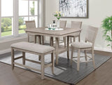 ZUN 1pc Contemporary Transitional Counter Height Dining Table w 20-Inch Faux Marble Lazy Susan All Tan / B011P240451