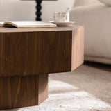 30.51 inch Coffee table Wooden Octagonal-Shaped for Living Room Walnut Suitable for Bedroom, Living W3081P315308