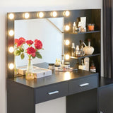 ZUN Vanity Desk with Mirror and Lights, 46.4IN Dressing Table with 2 Large Drawer&Large Vertical 65595019