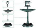 51*51*106cm Plastic Round Birdbath with Solar Ligh Dark Green 42033650