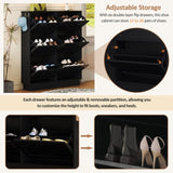 Modern Elegant Narrow Tipping Bucket Shoe Cabinet with 6 Flip Drawers, Space Saving Design, Cream N721P288699B