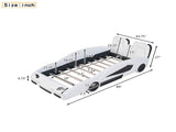 Twin Size Race Car-Shaped Platform Bed with Wheels, White 51942082