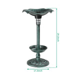 ZUN Outdoor Solar Lighted Pedestal Bird Bath Fountain Decoration with Planter and Feeder, Decorative 76357457