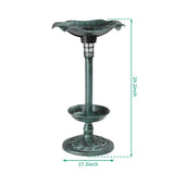 ZUN Outdoor Solar Lighted Pedestal Bird Bath Fountain Decoration with Planter and Feeder, Decorative 76357457