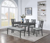 ZUN 6-Piece Dining Set with Bench, Gray B046P147183