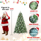 Artificial 7ft Green Christmas Tree with 1348PVC/Hard Needle Mixed Branch Tips,Pine cone,Hinged 77520448