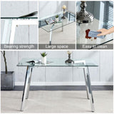 ZUN Glass Dining Table Modern Minimalist Rectangular for 4-6 with 0.31" Tempered Glass Tabletop and 78757052