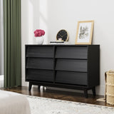 ZUN 6 Drawer Double Dresser Features Vintage-style and Bevel Design W578P170159