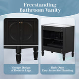30" Bathroom Vanity with Sink, Two Doors with Shelf, Soft Close Door Hinges, Vintage Style, Black N759P226000B