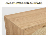 Rattan-fronted 3-tier shoe cabinet, particleboard, 54*24*135 cm, natural wood color 94233130