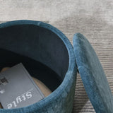 2-Piece Set Round Chenille Storage Ottoman, Equipped with a Drum Shaped Small Stool, Storage Space, W487P179600