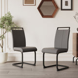 ZUN Modern Dining Chairs,PU Faux Leather High Back Upholstered Side Chair with C-shaped Tube. Black 02427707