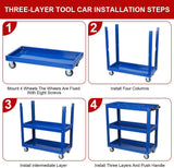 ZUN Tool Cart, 3-Tier Rolling Mechanic Tool Cart, Heavy Duty Steel Utility Cart with Lockable Wheels, 81405601