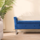 67.91"Wide Velvet Storage Soft Bench with Armrests for Living Room, Entryway and Bedroom. Navy W3118P272640