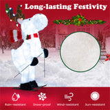 44" Animated Skiing Christmas Reindeer - 98 Cold White LEDs 12 Color String Lights, Red Scarf 51142454