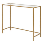 ZUN 39.4" Console Sofa Table, Modern Entryway Table, Tempered Glass Table, Metal Frame, for Living Room, 12257025