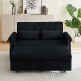 Artemax 55'' Modern Shiny Velvet Convertible Loveseat Sleeper Sofa Couch w/ 2 Lumbar Pillows, W668100737