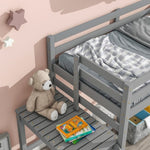 ZUN Twin Loft Bed with Platform,ladder,Grey 84721426