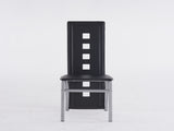 4pcs long backrest square hollow decoration PU leather dining chair round tube black cushion 98227246