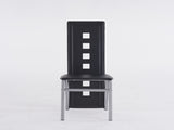 4pcs long backrest square hollow decoration PU leather dining chair round tube black cushion 98227246