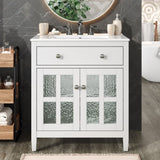 30" Bathroom Vanity with Ceramic Sink, Equipped with Adjustable Shelf and Tip-Out Tray, Bathroom N817P286250W