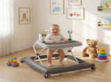 Grey Foldable Baby Walker with Detachable Tray & Shape Sorter Toys, 3-Level Height Adjustable for 06894251