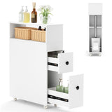 Slim White Bathroom Storage Cabinet , 2 Drawers 25668239