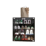 ZUN 4 Layers Black Shoe Cabinet with Glass Door and Glass Layer Shoes Display Cabinet with LED light W2139134910