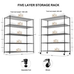 ZUN 5-tier heavy-duty adjustable shelving and racking, 300 lbs. per wire shelf, with wheels and shelf W1668P162575