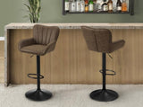 Barstool, Set Of 2, Swivel, Adjustable, Bar Height, Counter Height, Kitchen, Brown Leather Look, B2710P501901