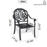 ZUN Cast Aluminum Patio Dining Chair 6PCS With Black Frame and Cushions In Random Colors W1710P166053